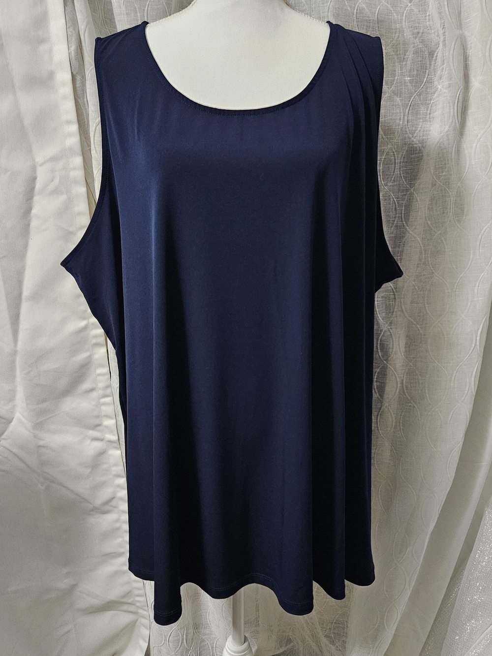 Susan Graver Liquid Knit Navy Sleeveless Women's Tank Top 4x